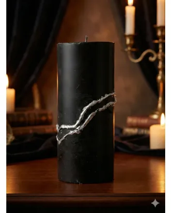 Luxe Black Marble Geode Pillar Candle - Handmade Contemporary Resin Art Scented Candle