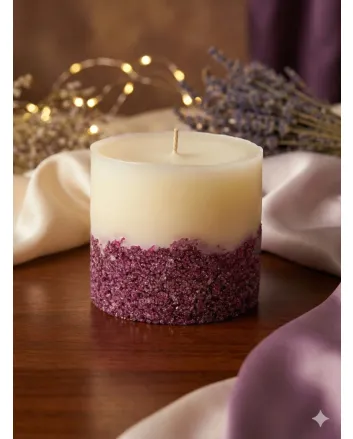 Romantic Blush Rose Crystal Geode Pillar Candle - Handmade Cream Pink Scented Candle